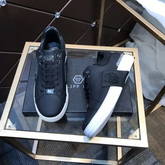 Philipp Plein Noir Blanc Cuir Synthétique Semelle Épaisse Sneakers Lifestyle 8