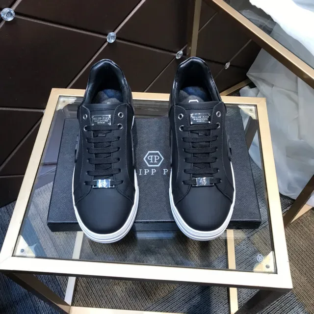 Philipp Plein Noir Blanc Cuir Synthétique Semelle Épaisse Sneakers Lifestyle 9
