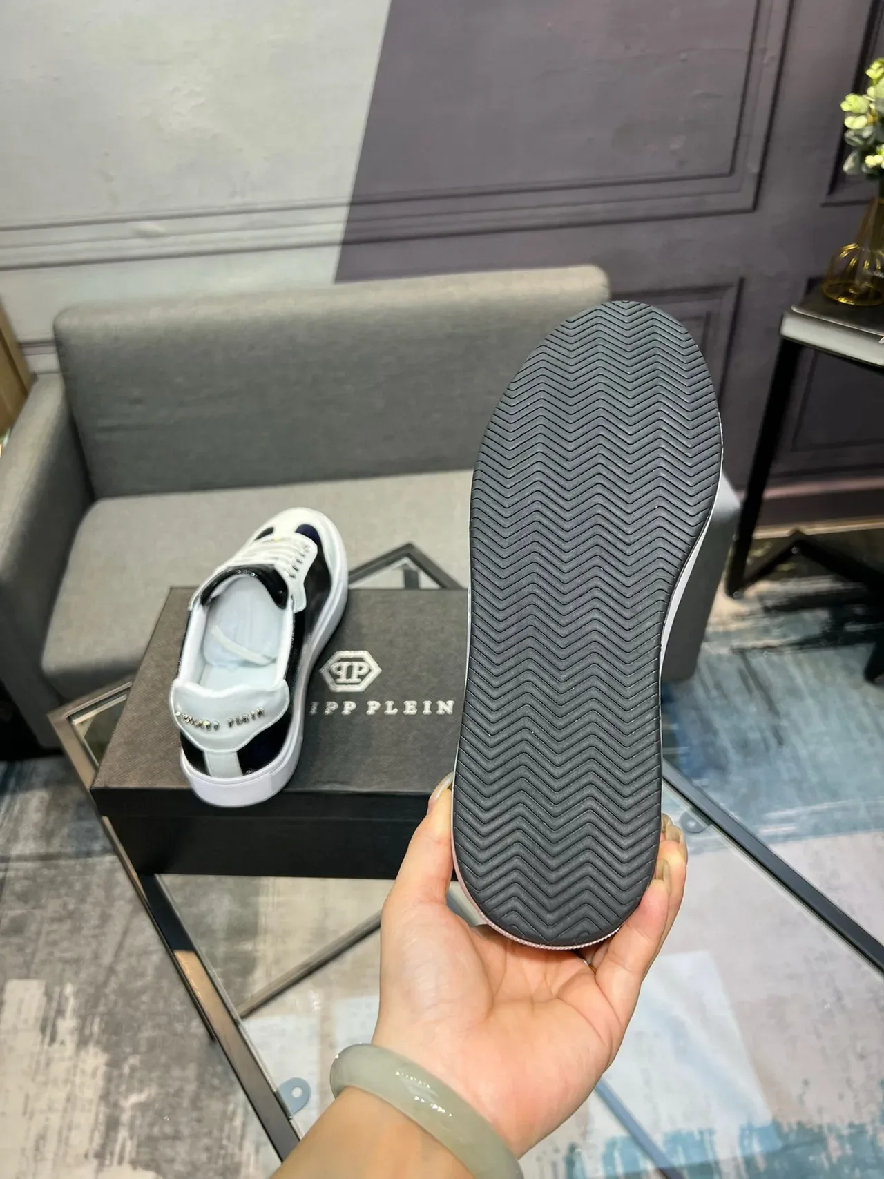 Philipp Plein Sneakers basses noires et blanches à lacets 7