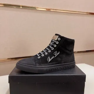 Philipp Plein High-Top Embroidered Signature Black Lifestyle Sneakers