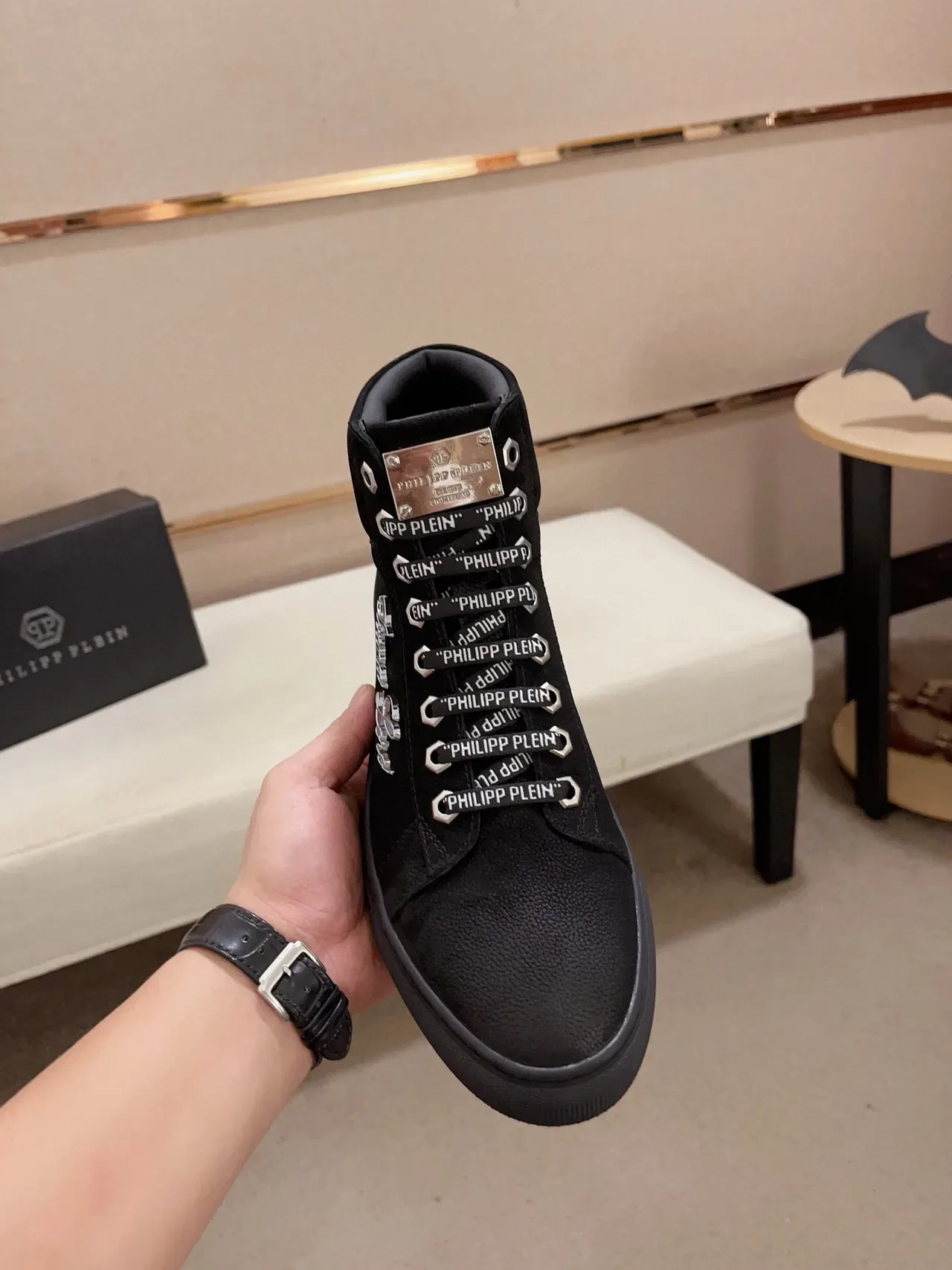 Philipp Plein High-Top Embroidered Signature Black Lifestyle Sneakers 3