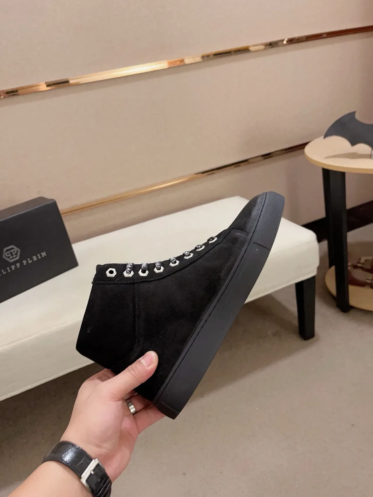 Philipp Plein High-Top Embroidered Signature Black Lifestyle Sneakers 6