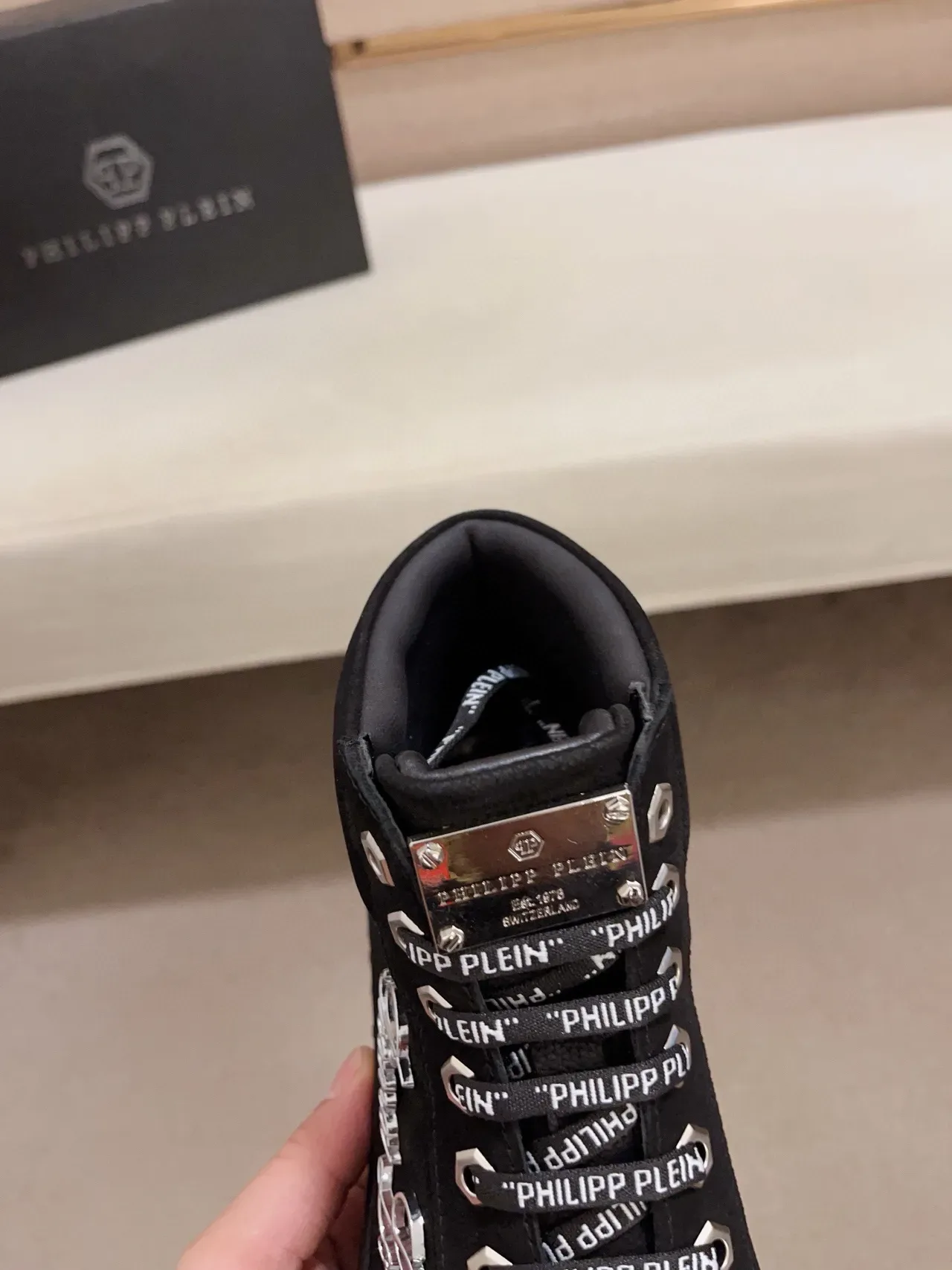 Philipp Plein High-Top Embroidered Signature Black Lifestyle Sneakers 7