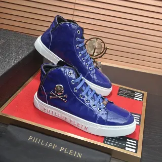 Philipp Plein High-Top Glossy Blue Lifestyle Sneakers