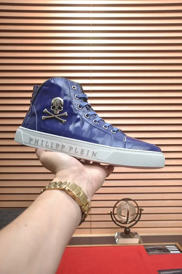 Philipp Plein Sneakers Lifestyle Hautes Brillantes Bleues 2