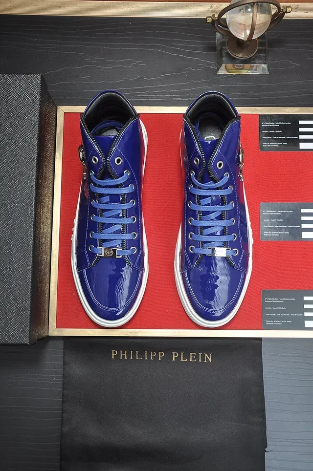Philipp Plein Sneakers Lifestyle Hautes Brillantes Bleues 3