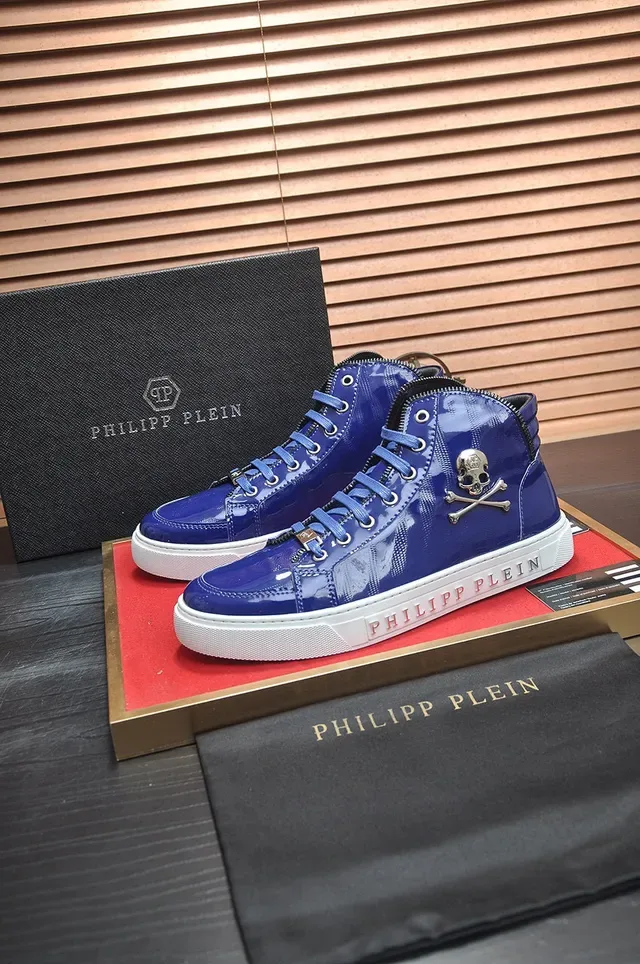 Philipp Plein Sneakers Lifestyle Hautes Brillantes Bleues 5