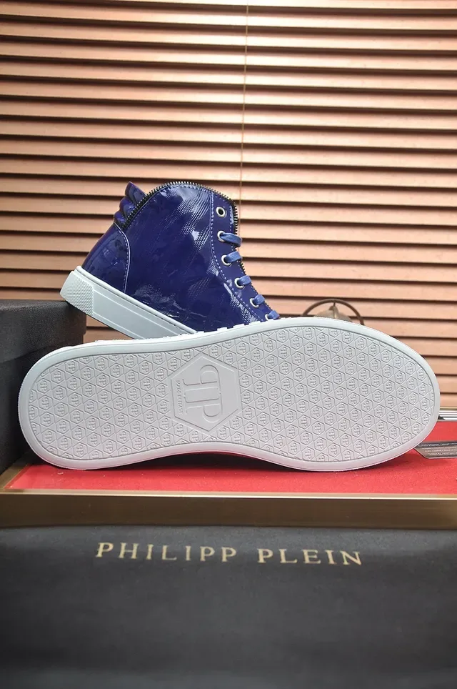 Philipp Plein Sneakers Lifestyle Hautes Brillantes Bleues 7
