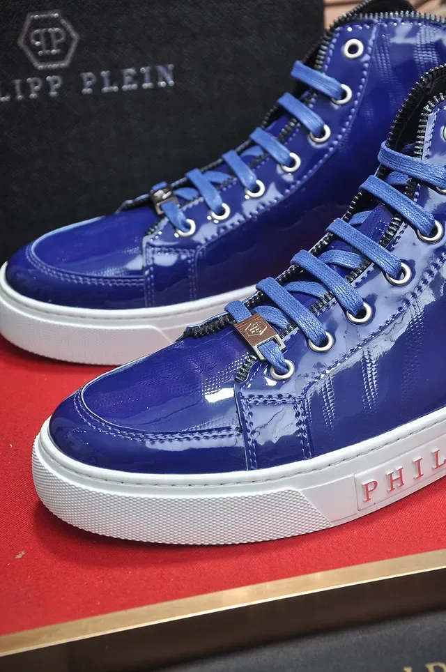 Philipp Plein Sneakers Lifestyle Hautes Brillantes Bleues 8