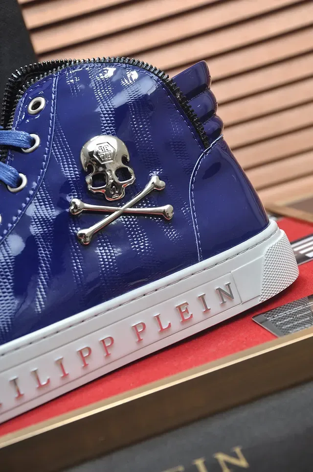 Philipp Plein Sneakers Lifestyle Hautes Brillantes Bleues 9