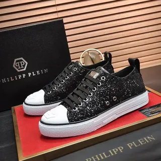 Philipp Plein Megastar Glitter Black and White Lifestyle Sneakers