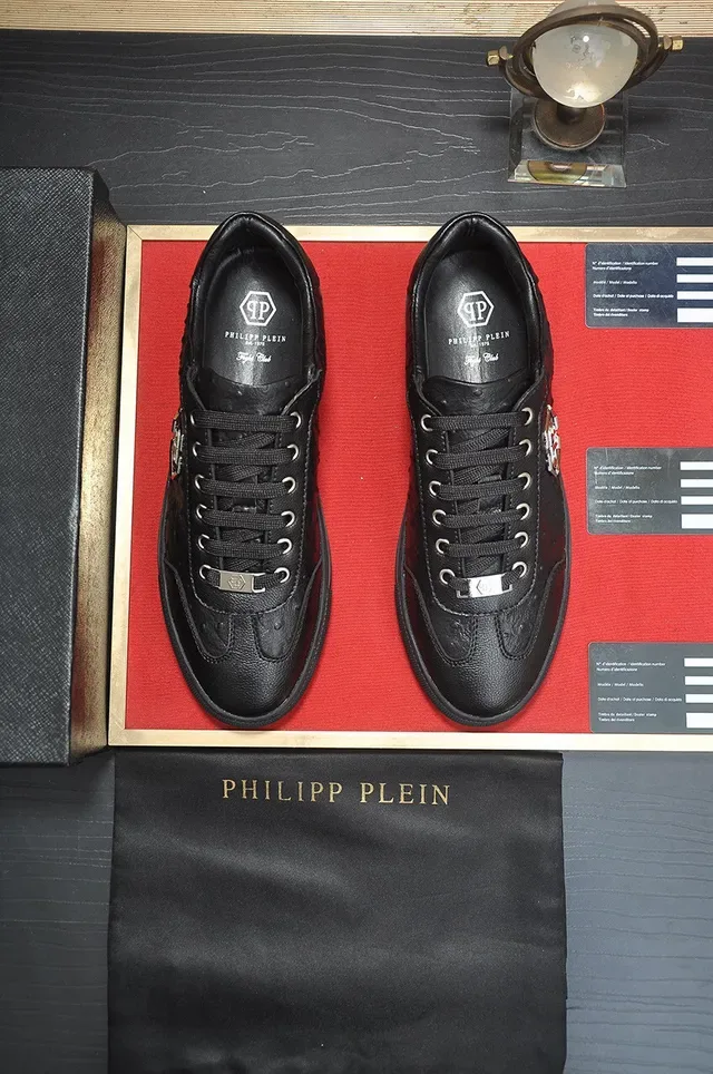 Philipp Plein Sneakers Lifestyle en Cuir avec Embossage d'Autruche et Logo Hex 3