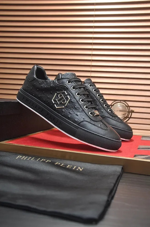 Philipp Plein Sneakers Lifestyle en Cuir avec Embossage d'Autruche et Logo Hex 4