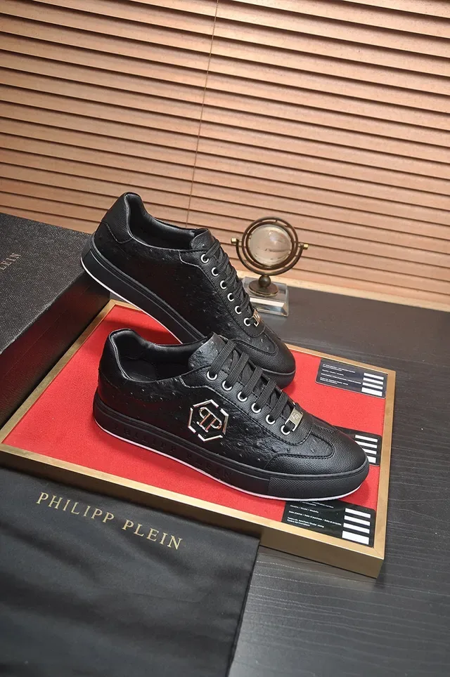Philipp Plein Sneakers Lifestyle en Cuir avec Embossage d'Autruche et Logo Hex 6