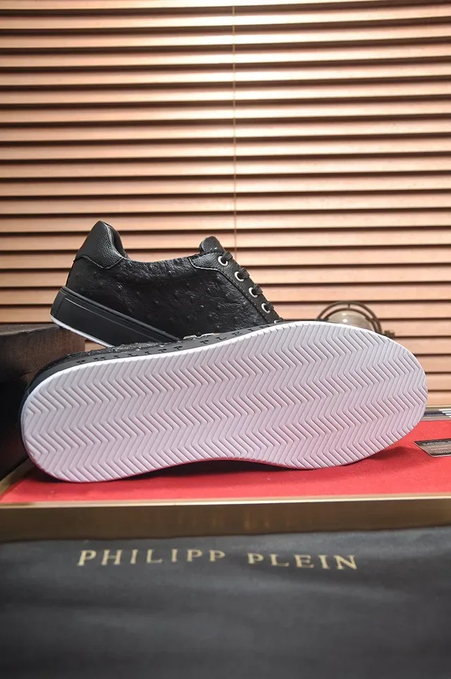 Philipp Plein Sneakers Lifestyle en Cuir avec Embossage d'Autruche et Logo Hex 7