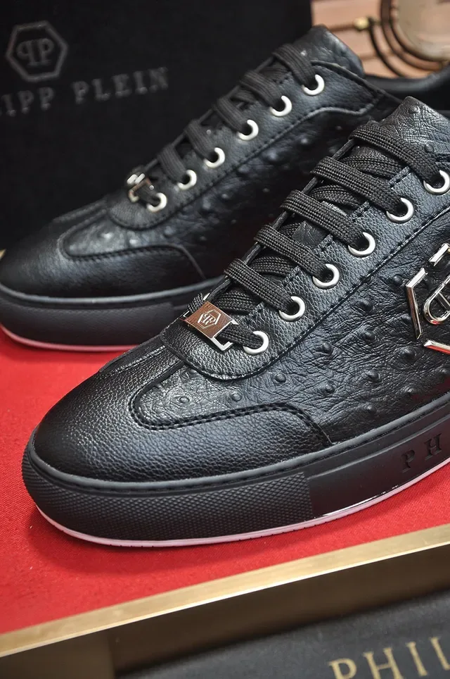 Philipp Plein Sneakers Lifestyle en Cuir avec Embossage d'Autruche et Logo Hex 8