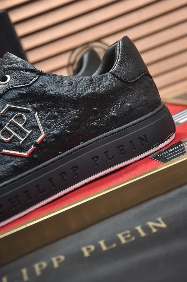 Philipp Plein Sneakers Lifestyle en Cuir avec Embossage d'Autruche et Logo Hex 9
