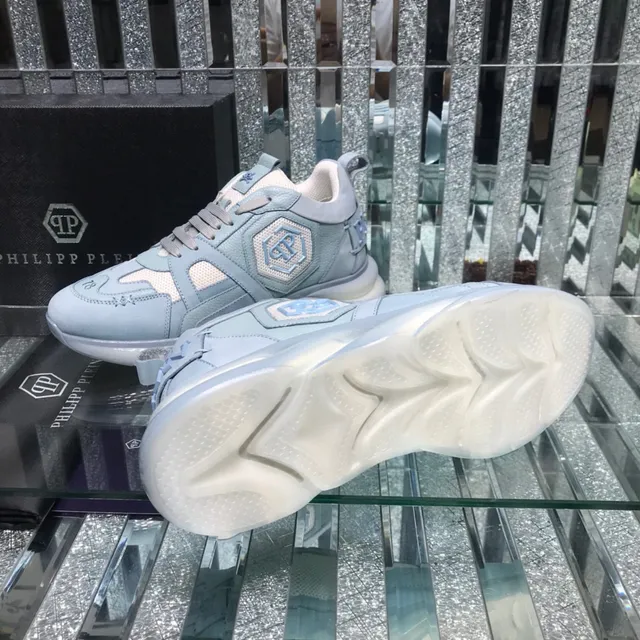 Philipp Plein PP Logo Chaussures Chunky bleu clair gris 2