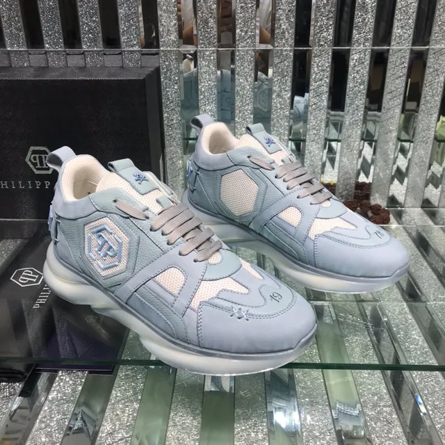 Philipp Plein PP Logo Chaussures Chunky bleu clair gris 6