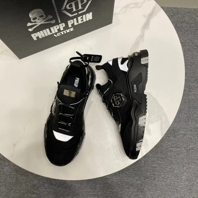 Philipp Plein Runner Black Silver Platform Sole Hexagonal PP Logo Plaque Chunky Sneakers 3