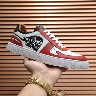 Philipp Plein 骷髅图形 红白 皮革 生活方式 运动鞋