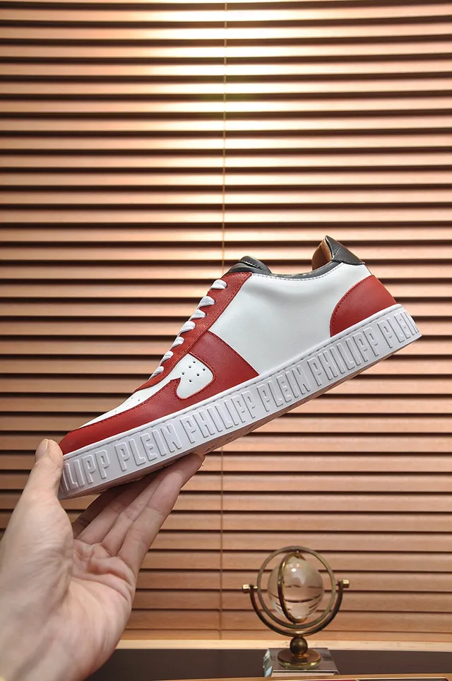 Philipp Plein graphique crâne sneakers lifestyle en cuir rouge blanc 7