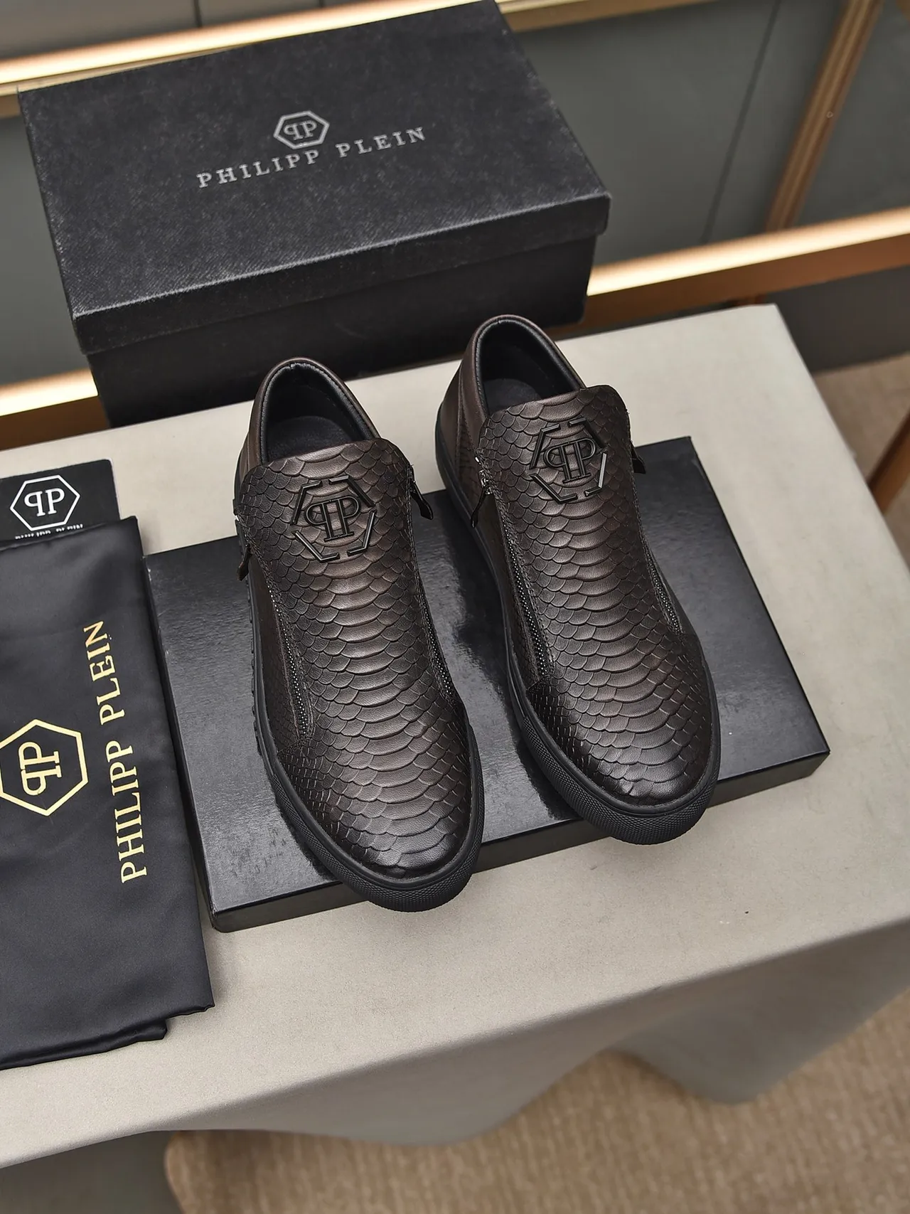 Philipp Plein Chaussures Casuales Slip-On à Fermeture Éclair et Embossage Serpent 2