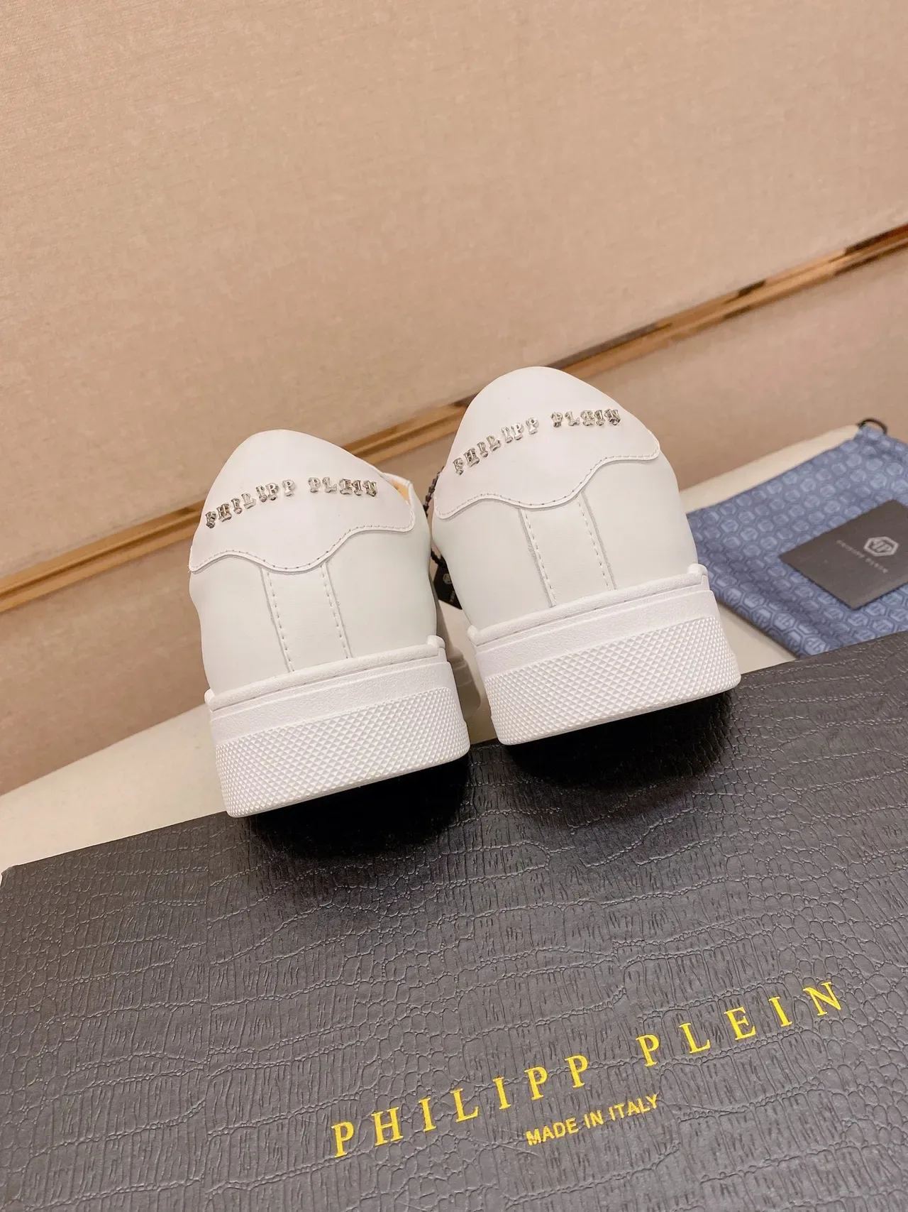 Philipp Plein sneakers lifestyle blanc beige low-top avec semelle plateforme 3