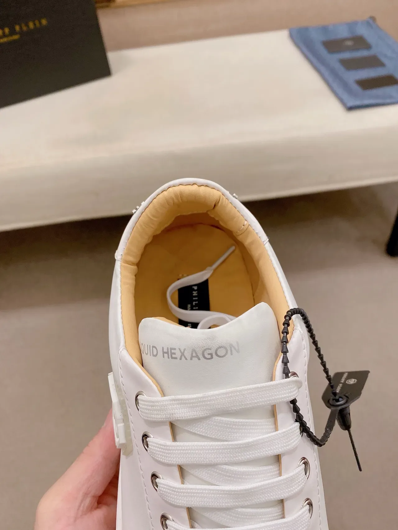 Philipp Plein sneakers lifestyle blanc beige low-top avec semelle plateforme 4