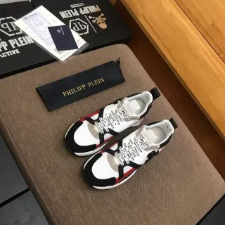 Philipp Plein White Black Laceless Multi-Strap Lifestyle Sneakers