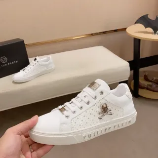 Philipp Plein White Star-Perforated Skull Emblem Lifestyle Sneakers