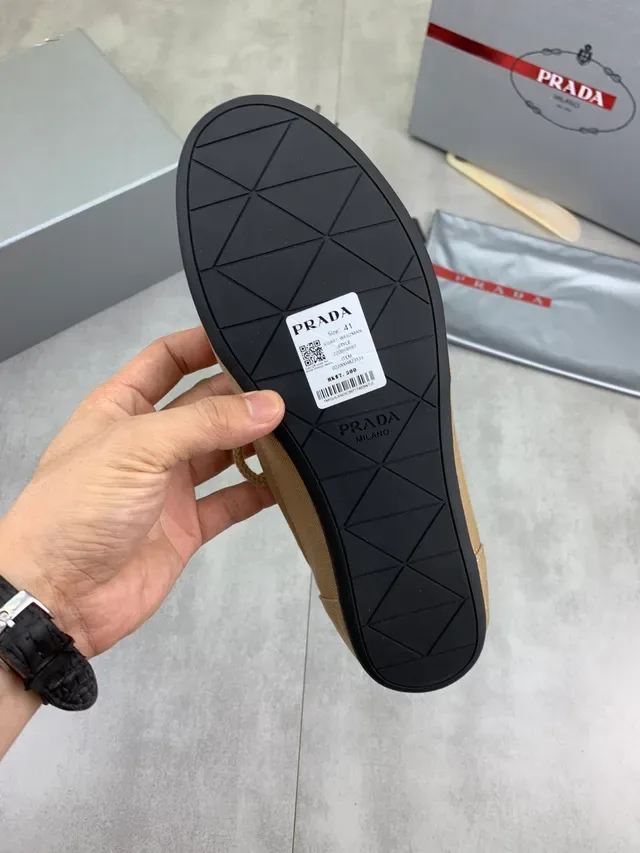 Prada Beige Black Upper Rope-Style Laces Canvas Shoes 3