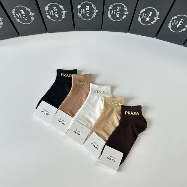Prada Black Gold Low-Cut Ankle Embroidered Logo Socks 4