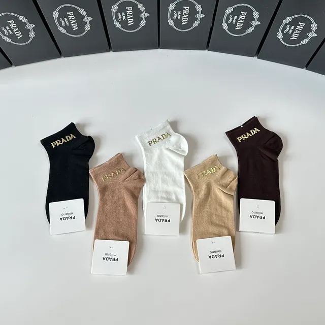 Prada Black Gold Low-Cut Ankle Embroidered Logo Socks 9