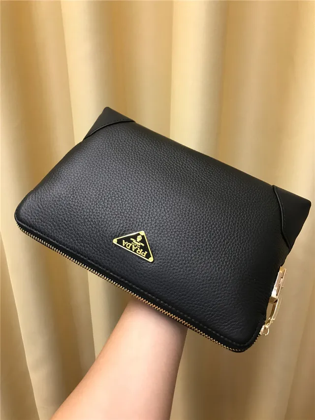Prada Black Gold Pebbled Leather Triangular Logo Handbag 6
