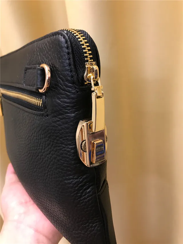 Prada Black Gold Pebbled Leather Triangular Logo Handbag 7
