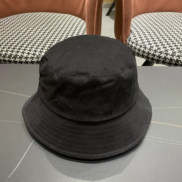 Prada Black Gold Structured Crown Wide Brim Bucket Hat 5