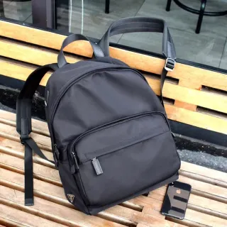 Prada Black Matte Nylon Structured Silhouette Casual Backpack