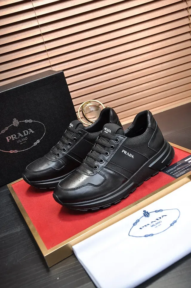 Prada Black Mixed-Material Lifestyle Sneaker 8