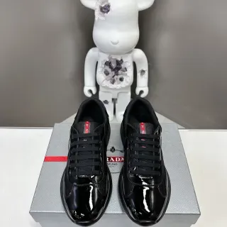 Prada Black Patent and Mesh Low-Top Lifestyle Sneakers