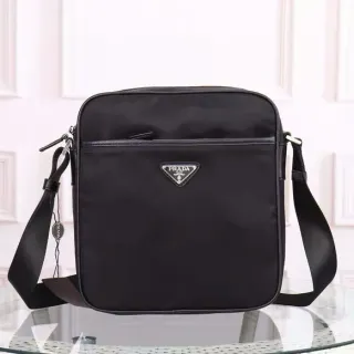 Prada Black Rectangular Nylon Body Front Zip Pocket Messenger Bag