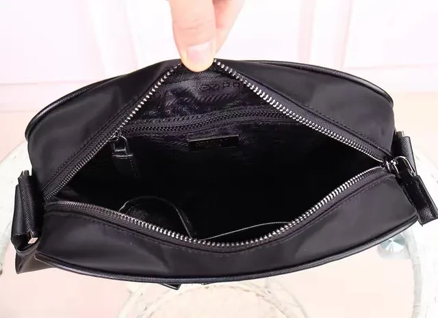 Prada Black Rectangular Nylon Body Front Zip Pocket Messenger Bag 4