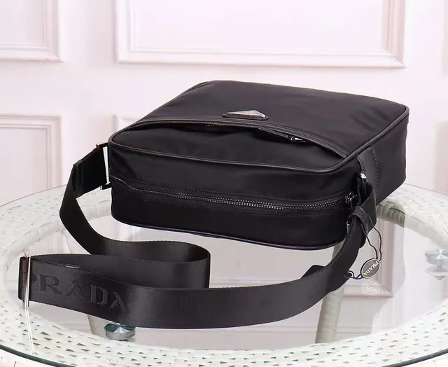Prada Black Rectangular Nylon Body Front Zip Pocket Messenger Bag 6