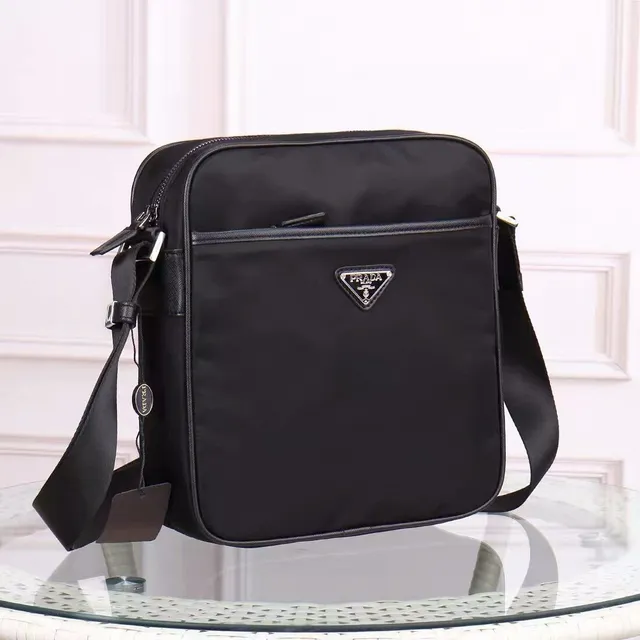 Prada Black Rectangular Nylon Body Front Zip Pocket Messenger Bag 9