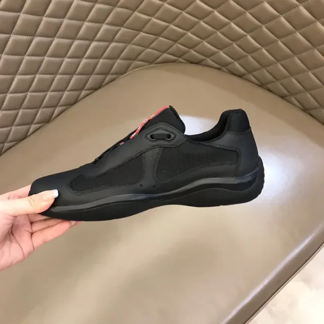 Prada Black Red Laceless Slip-On Mesh And Synthetic Overlay Construction Lifestyle Sneakers 2