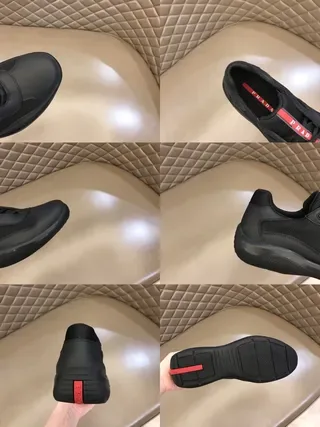 Prada Black Red Laceless Slip-On Mesh And Synthetic Overlay Construction Lifestyle Sneakers 9