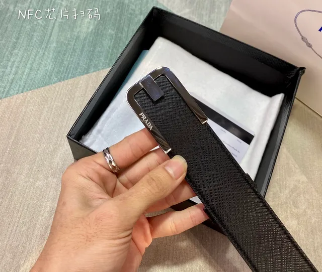 Prada Black Saffiano Leather Belt 2