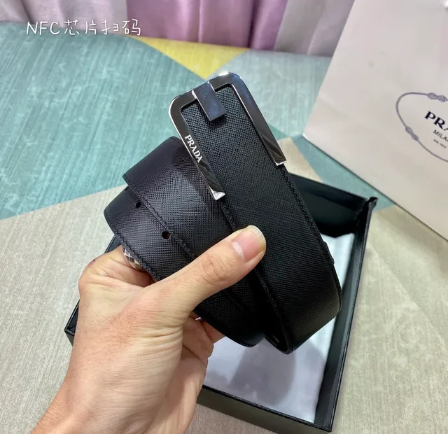 Prada Black Saffiano Leather Belt 5