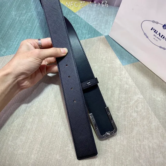 Prada Black Saffiano Leather Belt 6