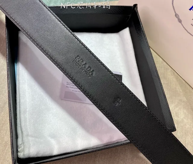 Prada Black Saffiano Leather Belt 7
